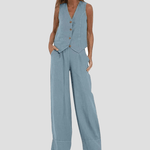 Conjunto casual de algodão com colete e calça