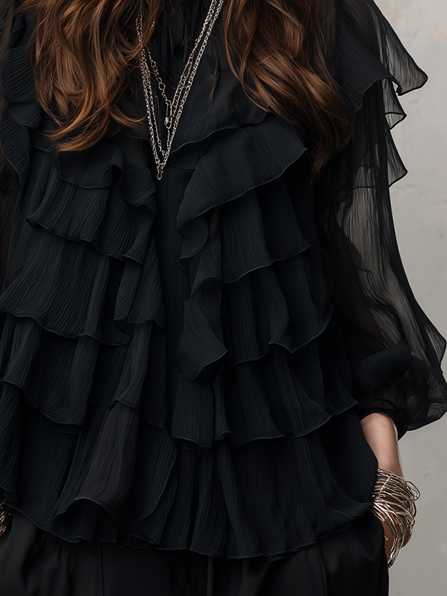 Bohemian Style Multi Layered Ruffle Top