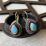 PENDIENTES VINTAGE GOTA TURQUESA HALO GOTA