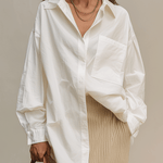 Modern Bohemian White Shirt & Soft Ribbed Midi Skirt Set