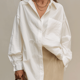 Modern Bohemian White Shirt & Soft Ribbed Midi Skirt Set