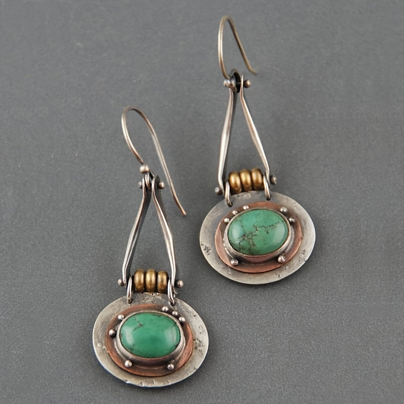 PENDIENTES TURQUESA MIXTO MÉTAL ARTISANAL GOTA