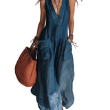 Bohemian-style Wide-leg Jumpsuit With Practical Pockets.