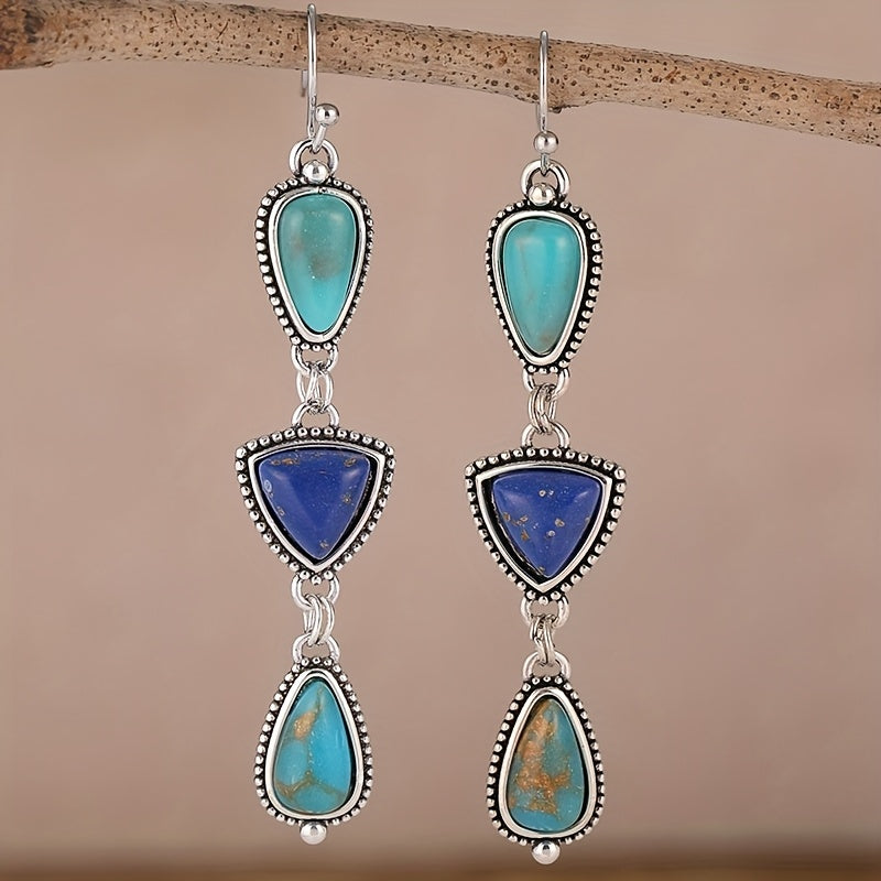 PENDIENTES FAIT MAIN SINTÉTICO LAPIS-LAZULI TURQUESA COLGANTE