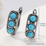 PENDIENTES VINTAGE PLATA PLAQUÉ TURQUESA ÉPAIS ARO