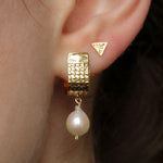 PENDIENTES VINTAGE PLAQUÉ ORO & PERLA