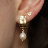 PENDIENTES VINTAGE PLAQUÉ ORO & PERLA