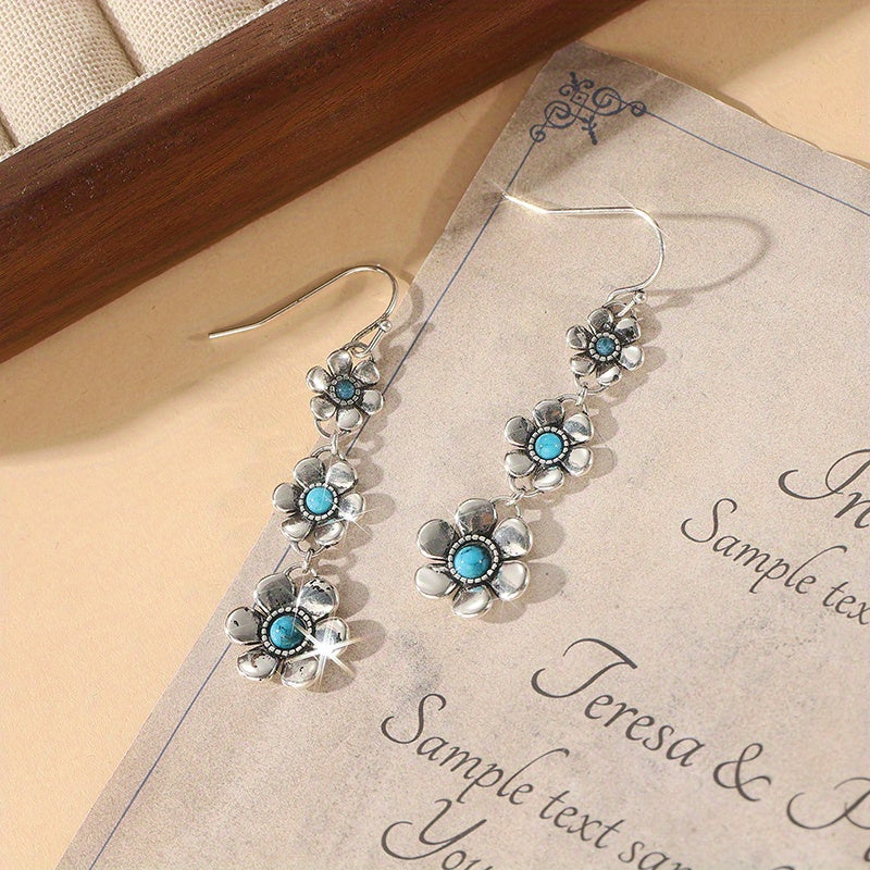 PENDIENTES BOHEMIO PÉTALO EN FORME DE TURQUESA GOTA