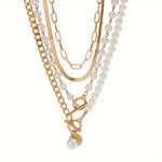 CONJUNTO VINTAGE PERLA & ORO SERPIENTE CADENA COLLAR | ORO