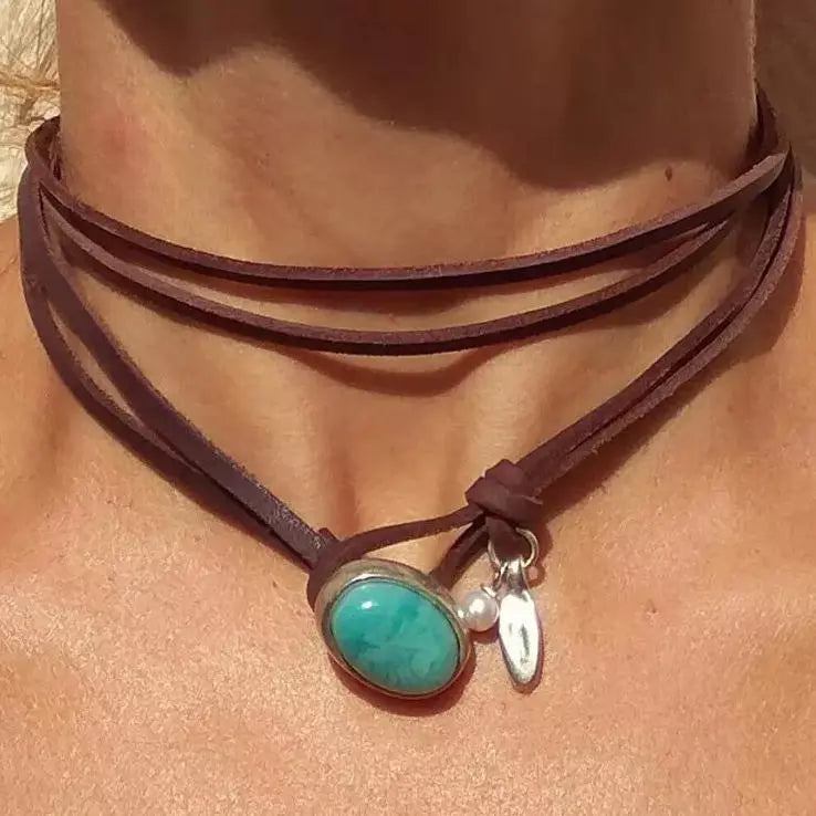 COLLAR VINTAGE TURQUESA PERLA MULTI-RANGS