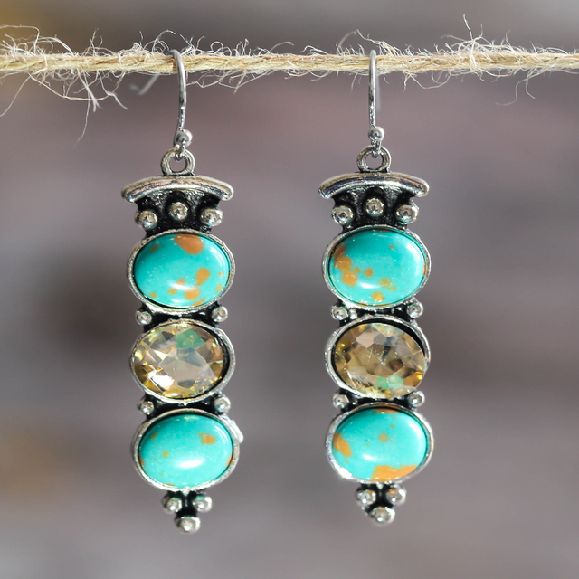 PENDIENTES VINTAGE NATUREL TURQUESA PIERRE GOTA
