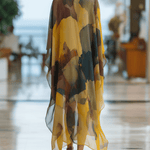 VESTIDO LARGO DE GASA ACUARELA EN TONOS ATARDECER TIPO COVER - UP - VALERINA MARBELLA