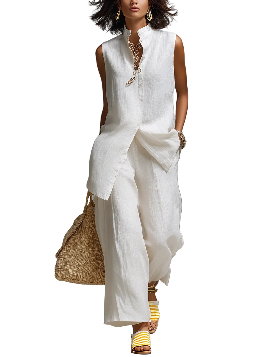 Effortless Sleeveless Linen Two-Piece Set