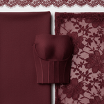 VESTIDO CORTO BURDEOS DE ENCAJE CON ESCOTE CUADRADO - VALERINA MARBELLA