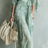 Romantic Botanical Wrap Maxi Dress