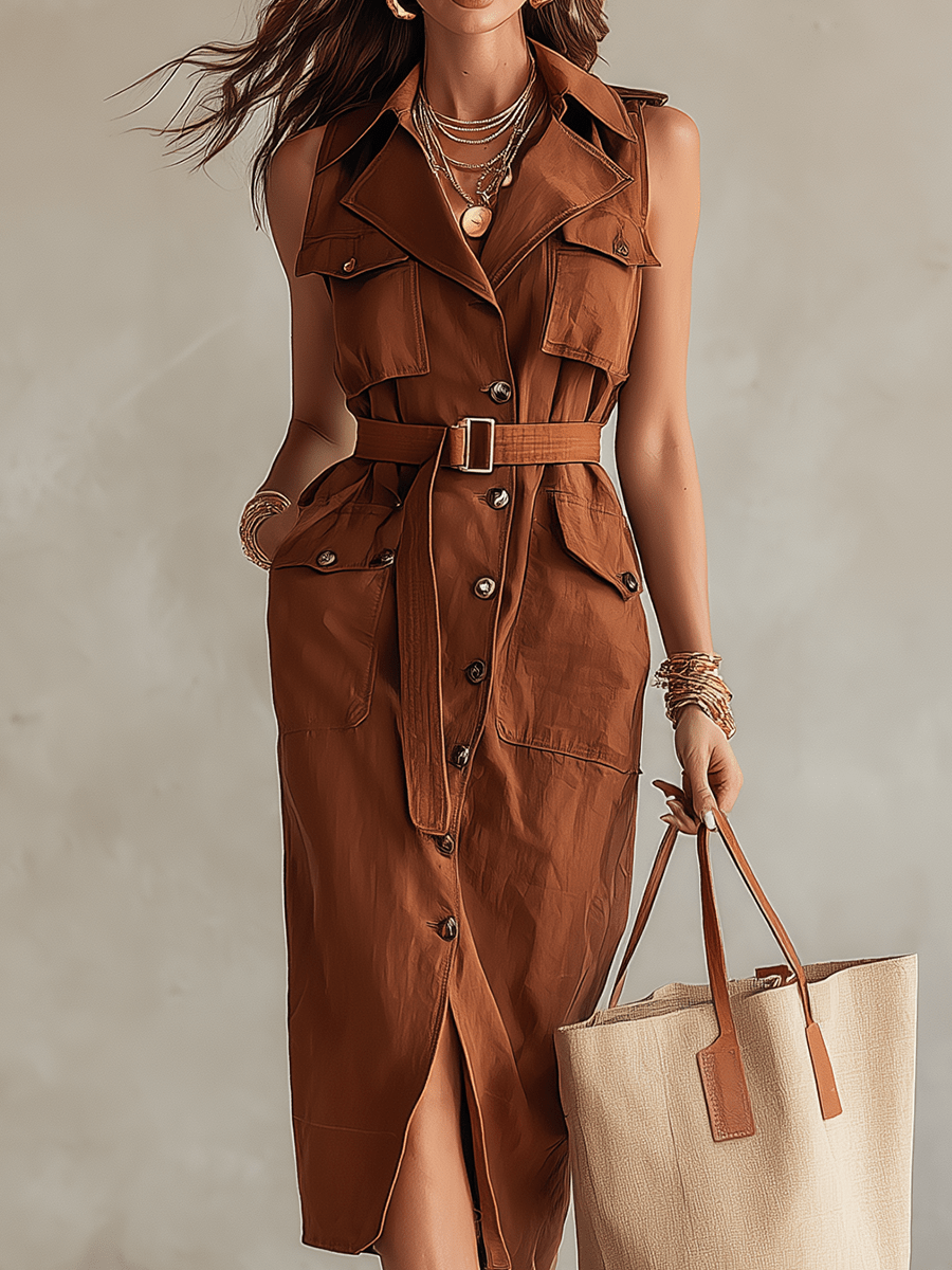 VESTIDO MIDI ESTRUCTURADO DE ESTILO UTILITY - CHIC - VALERINA MARBELLA