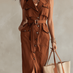 VESTIDO MIDI ESTRUCTURADO DE ESTILO UTILITY - CHIC - VALERINA MARBELLA