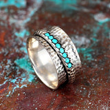 ANILLO ELEGANTE MARTELÉ PLATA PLAQUÉ TURQUESA ANTI-STRESS