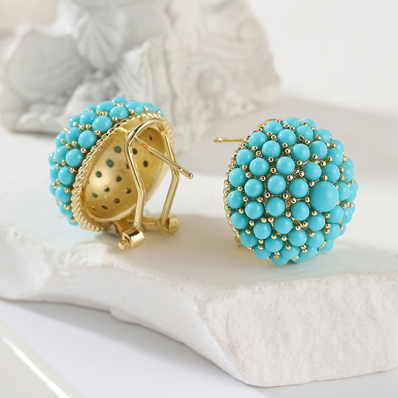 PENDIENTES ELEGANTE PALAIS STYLE TURQUESA RACIMO CLOU OREILLE