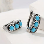 PENDIENTES VINTAGE PLATA PLAQUÉ TURQUESA ÉPAIS ARO
