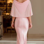 VESTIDO MIDI ROSA BLUSH DE SATÉN Y GASA - VALERINA MARBELLA