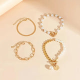 CONJUNTO CHIC ORO 4-PIEZA PULSERA - SERPIENTE, PERLES & MAILLONS | ORO