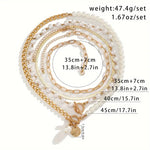 CONJUNTO VINTAGE PERLA & ORO SERPIENTE CADENA COLLAR | ORO