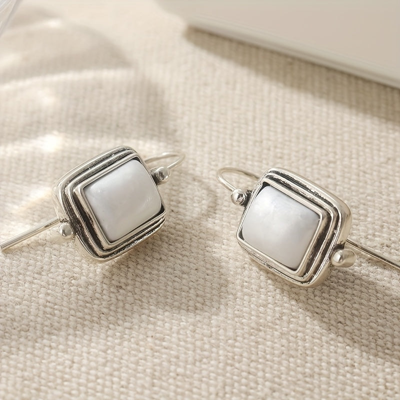 PENDIENTES ELEGANTE BOHEMIO CUADRADO PERLA GOTA