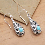 PENDIENTES VINTAGE GOTA TURQUESA PLATA PLAQUÉ GOTA