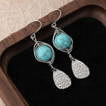 PENDIENTES ELEGANTE RÉTRO FIL ENROULÉ TURQUESA MÉTAL COLGANTE