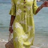 VESTIDO DE PLAYA CON BORDADO FLORAL – CHIC CASUAL