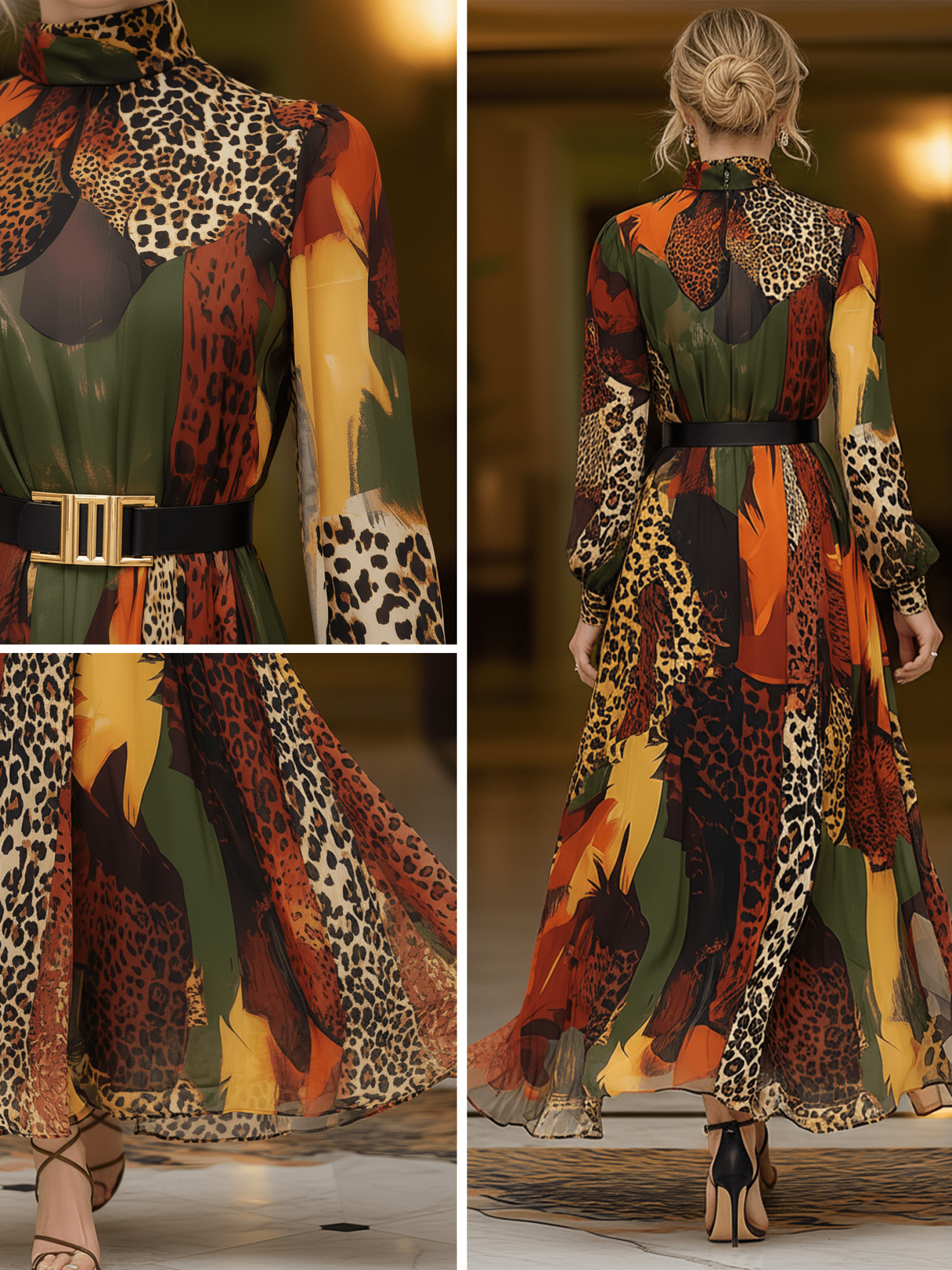 VESTIDO LARGO ESTAMPADO LEOPARDO - VALERINA MARBELLA