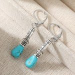 PENDIENTES VINTAGE BOHEMIO TIBÉTAIN PLATA TURQUESA