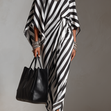 Statement Monochrome Stripe Asymmetric Maxi Dress