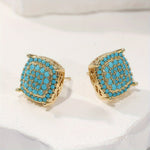 BOUCLES D'OREILLES PUCES TURQUOISE CARRÉE