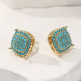BOUCLES D'OREILLES PUCES TURQUOISE CARRÉE