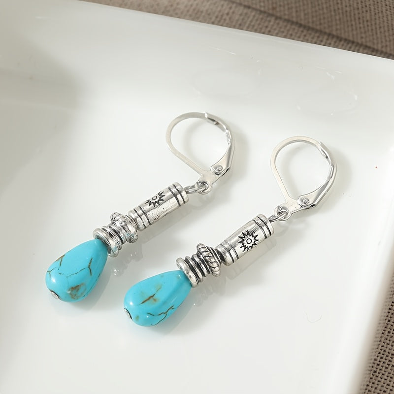 PENDIENTES VINTAGE BOHEMIO TIBÉTAIN PLATA TURQUESA