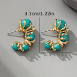 PENDIENTES CLÁSICO ORO TURQUESA PLAQUÉ TRIPLE PIERRE COLGANTE