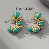 PENDIENTES CLÁSICO ORO TURQUESA PLAQUÉ TRIPLE PIERRE COLGANTE