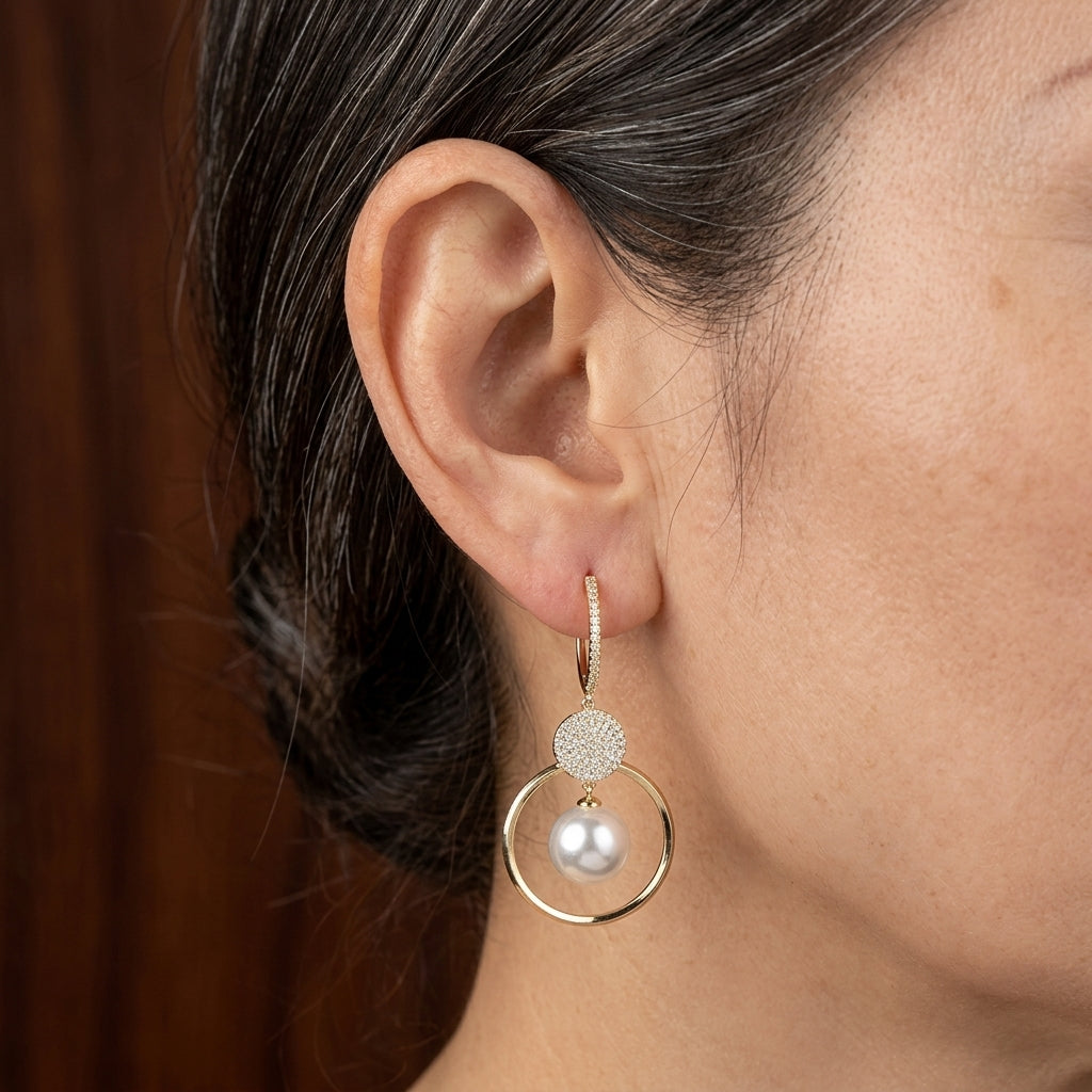 PENDIENTES PERLINA DE CULTURE PERLA CIRCONA GOTA