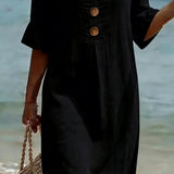 VESTIDO DE PLAYA CON BORDADO FLORAL – CONFORT LIGERO