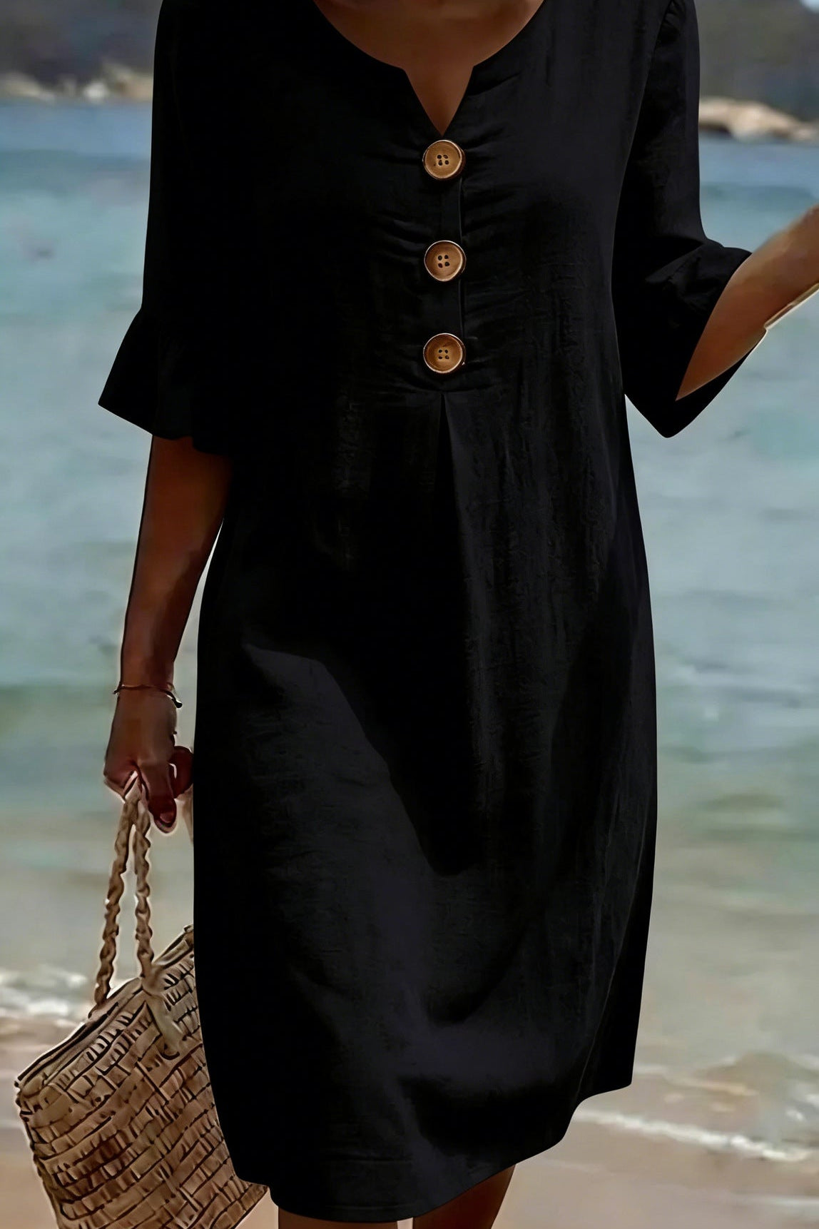 VESTIDO DE PLAYA CON BORDADO FLORAL – CONFORT LIGERO