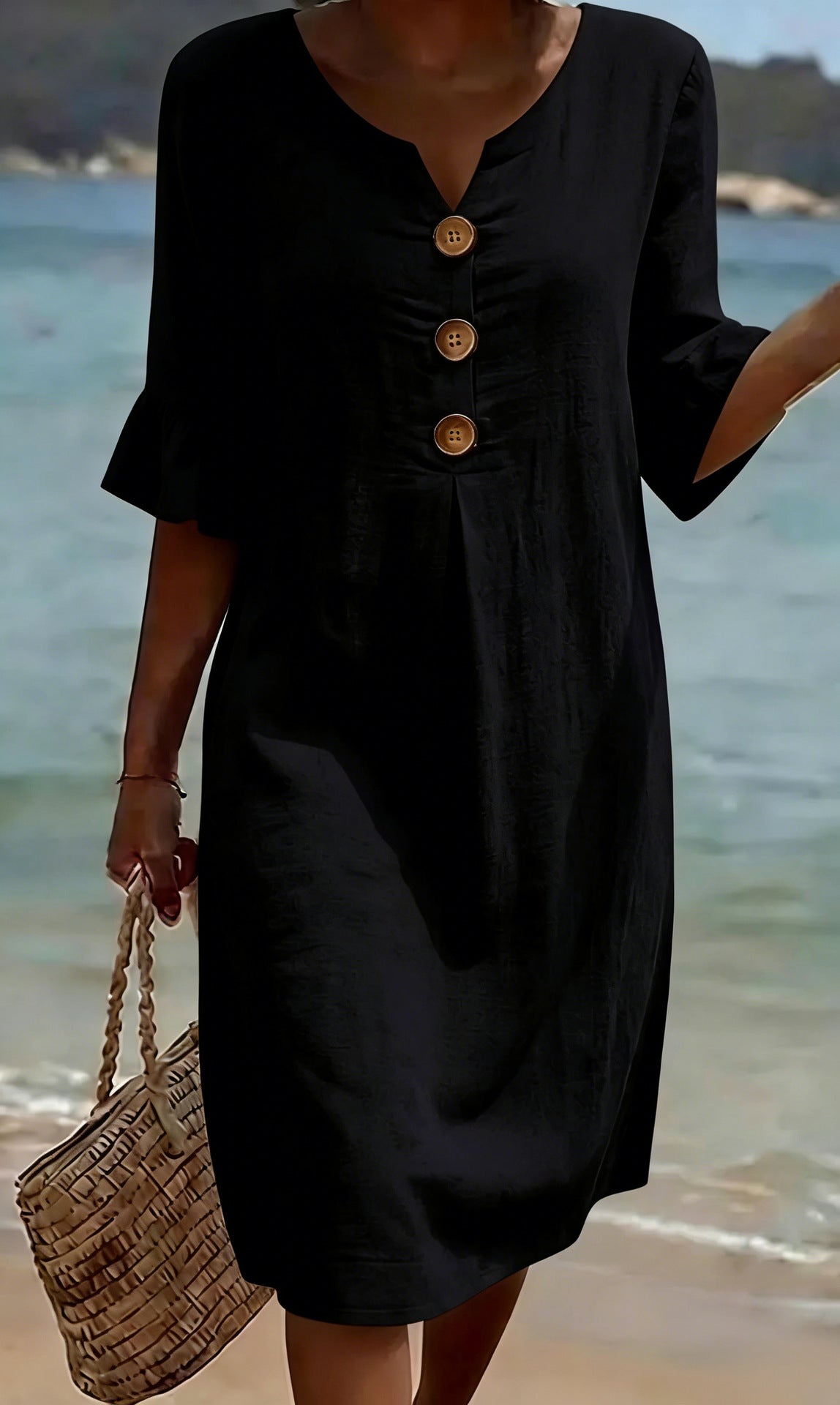 VESTIDO DE PLAYA CON BORDADO FLORAL – CONFORT LIGERO