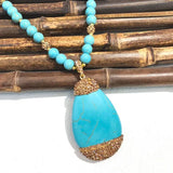 COLLAR NATUREL TURQUESA PIERRE AMAZONITE COLGANTE