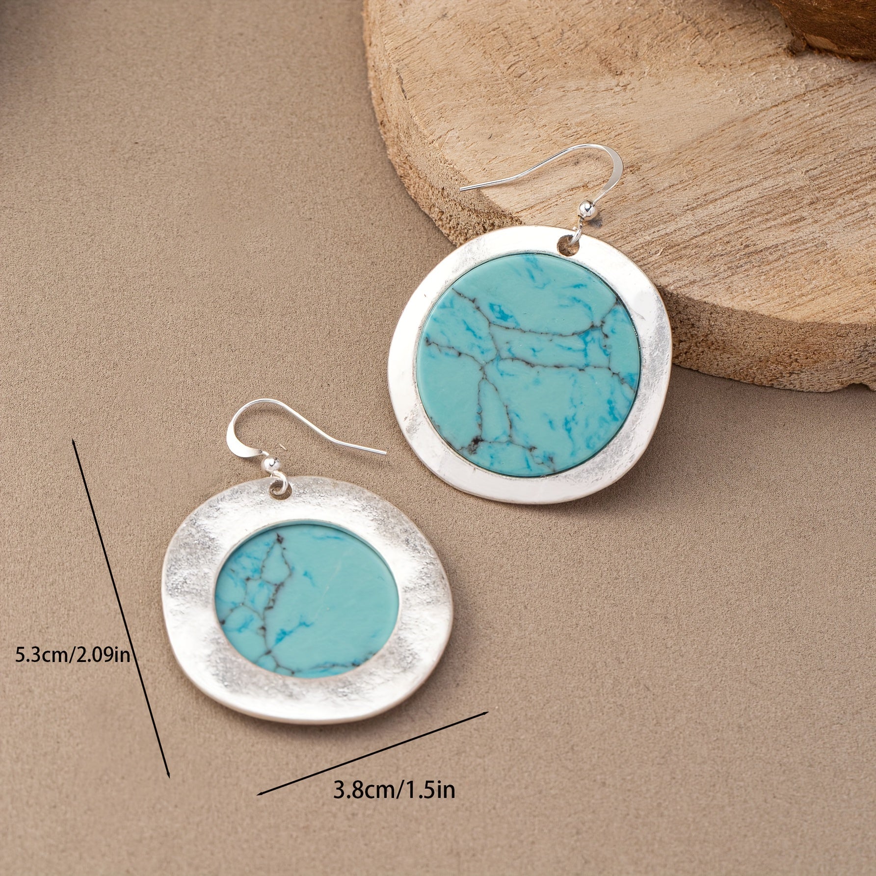 PENDIENTES TURQUESA BOHEMIO REDONDO
