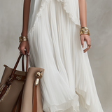 Elegant Pleated Sleeveless Top & Asymmetric Skirt Set
