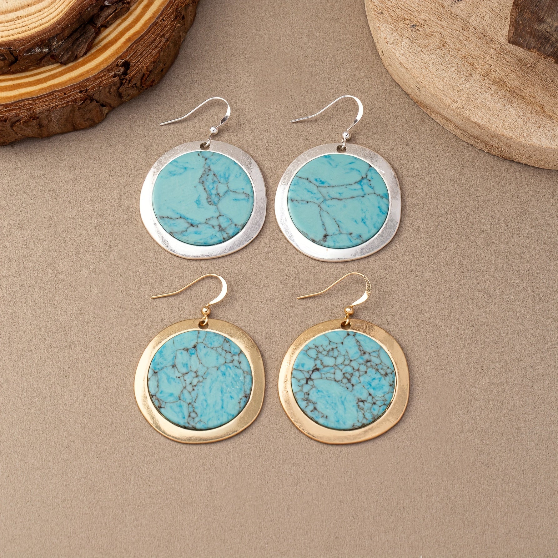 PENDIENTES TURQUESA BOHEMIO REDONDO