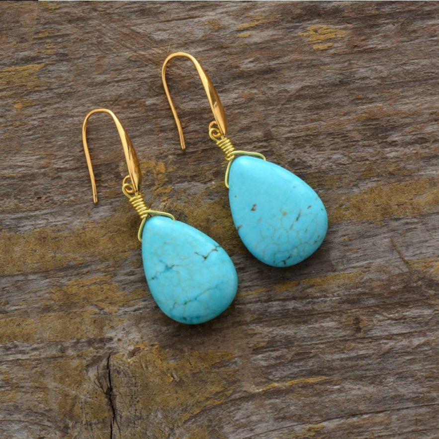 PENDIENTES ELEGANTE VINTAGE TURQUESA GOTA