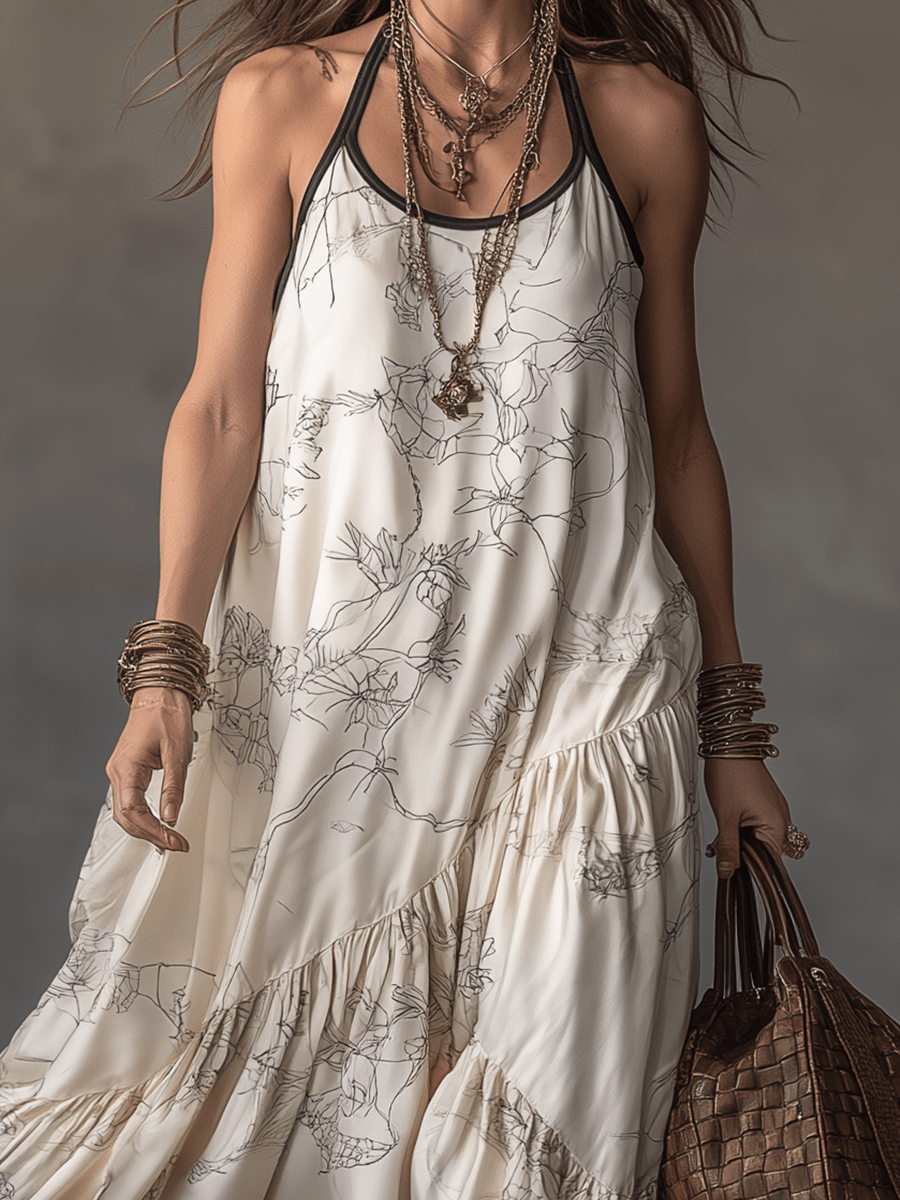 VESTIDO MAXI ESTAMPADO DE INSPIRACIÓN ARTÍSTICA - VALERINA MARBELLA