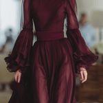 VESTIDO MAXI DE GASA TRANSPARENTE BURDEOS - VALERINA MARBELLA